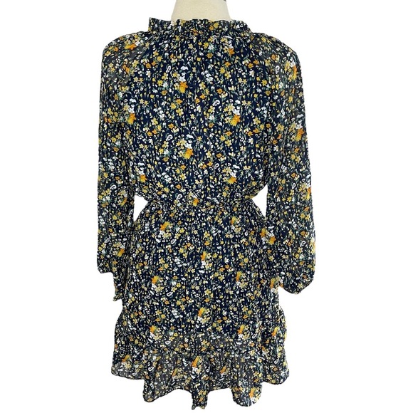 LOVE ADY Navy & Yellow Ditsy Floral Ruffled Mini Dress, Medium - Picture 5 of 8